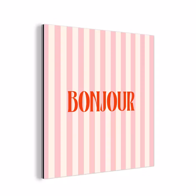 Zachtroze - Rood - Strepen - Bonjour aluminium wit klein -3d