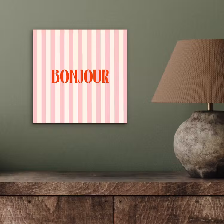 Zachtroze - Rood - Strepen - Bonjour aluminium wit klein -sfeer2