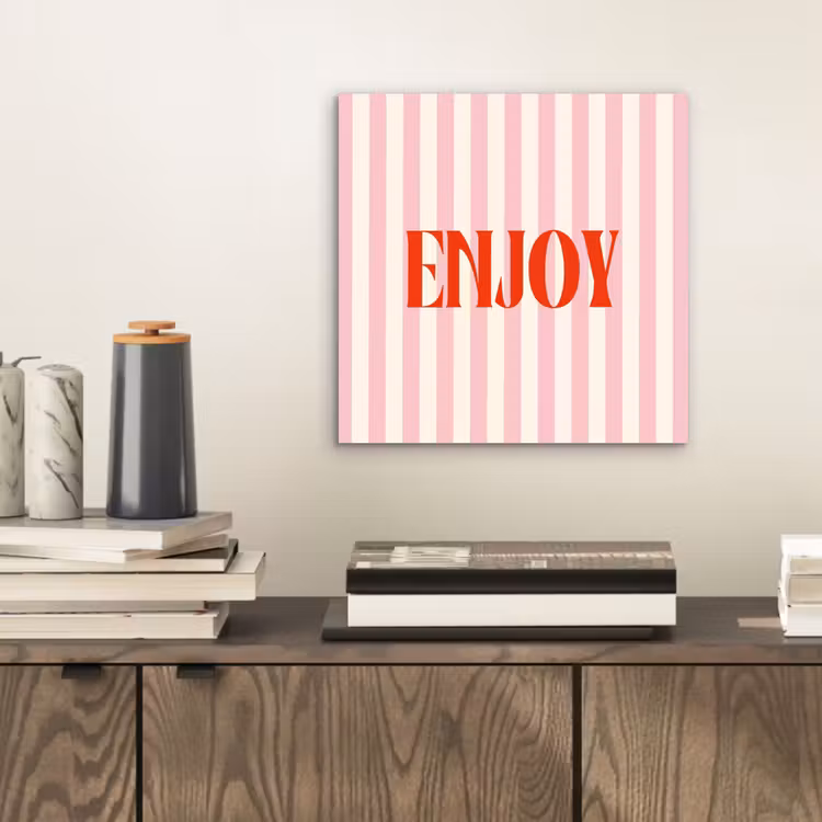 Zachtroze - Rood - Strepen - Enjoy aluminium wit klein -sfeer1