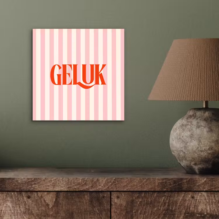 Zachtroze - Rood - Strepen - Geluk aluminium wit klein -sfeer2