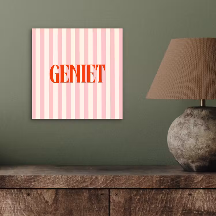 Zachtroze - Rood - Strepen - Geniet aluminium wit klein -sfeer2