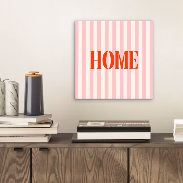 Zachtroze - Rood - Strepen - Home aluminium wit klein -sfeer1