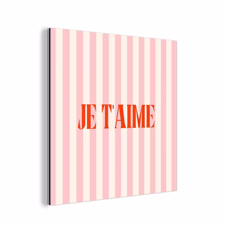 Zachtroze - Rood - Strepen - Je t'aime aluminium wit klein -3d