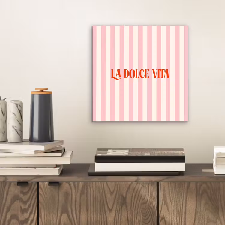 Zachtroze - Rood - Strepen - La Dolce Vita aluminium wit klein -sfeer1