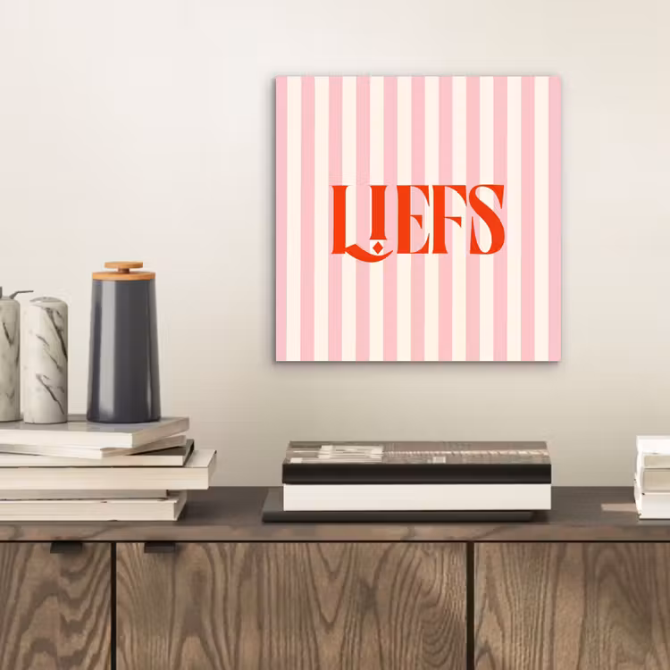 Zachtroze - Rood - Strepen - Liefs aluminium wit klein -sfeer1