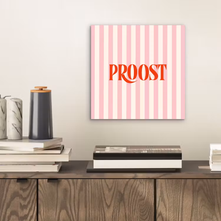 Zachtroze - Rood - Strepen - Proost aluminium wit klein -sfeer1