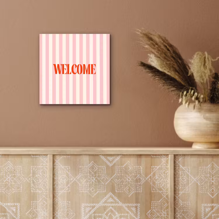 Zachtroze - Rood - Strepen - Welcome aluminium wit klein -sfeer4