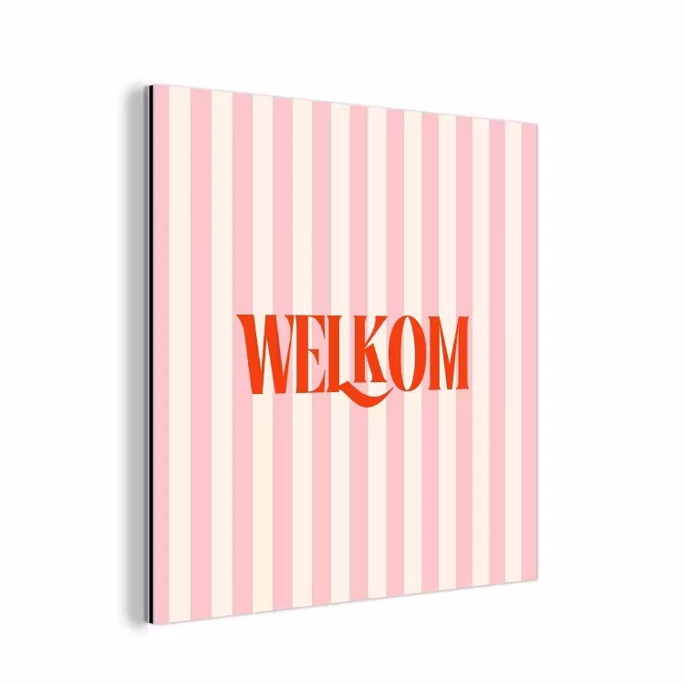 Zachtroze - Rood - Strepen - Welkom aluminium wit klein -3d