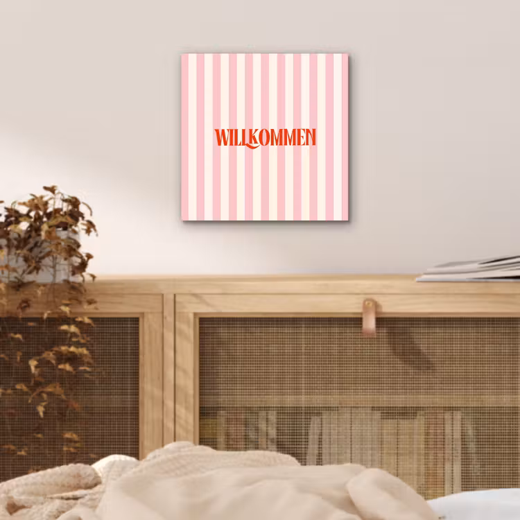 Zachtroze - Rood - Strepen - Wilkommen aluminium wit klein -sfeer3