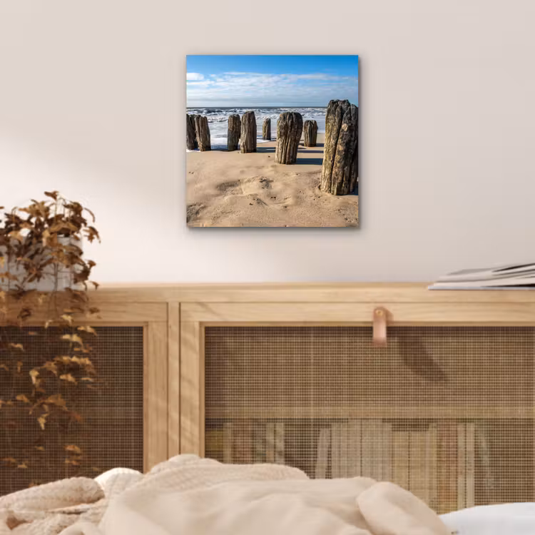 Zand - Strand - Paal - Water - Zomer aluminium wit klein -sfeer3