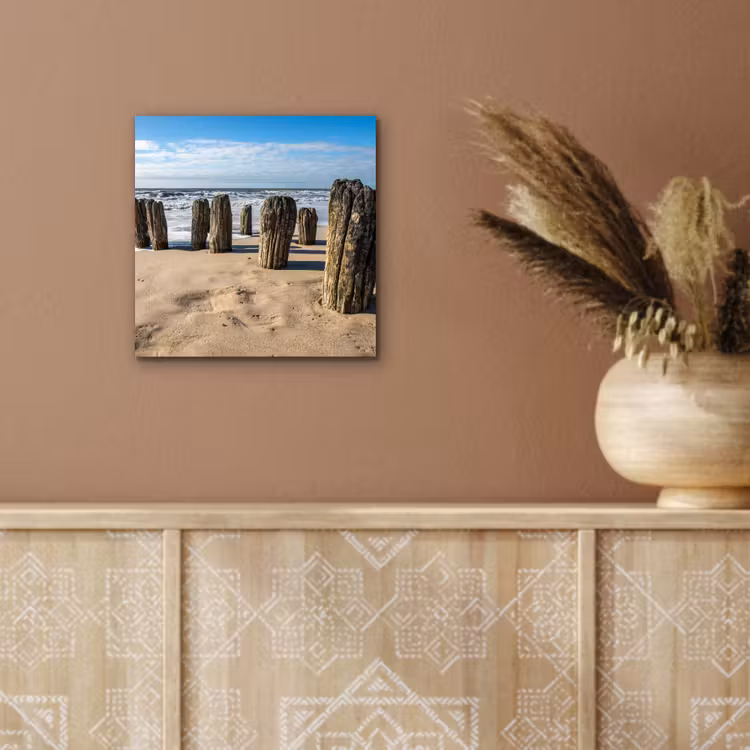 Zand - Strand - Paal - Water - Zomer aluminium wit klein -sfeer4