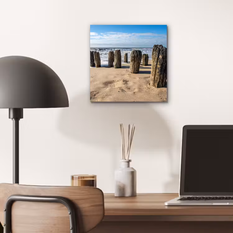Zand - Strand - Paal - Water - Zomer aluminium wit klein -sfeer5
