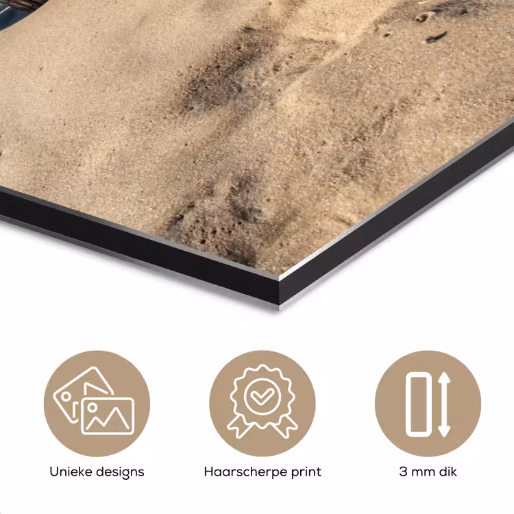 Zand - Strand - Paal - Water - Zomer aluminium wit klein -closeup_NL