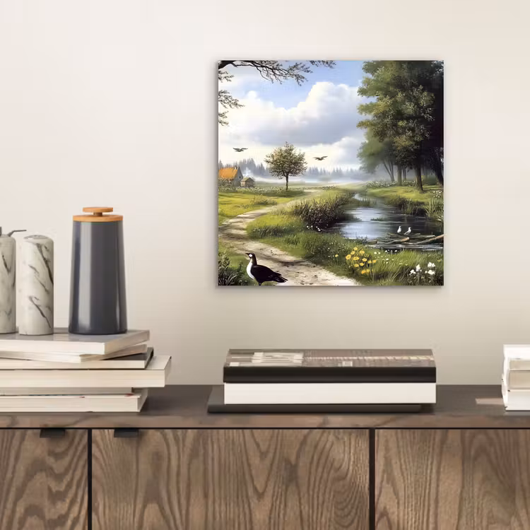 Zandpad - Groen landschap - Water aluminium wit klein -sfeer1