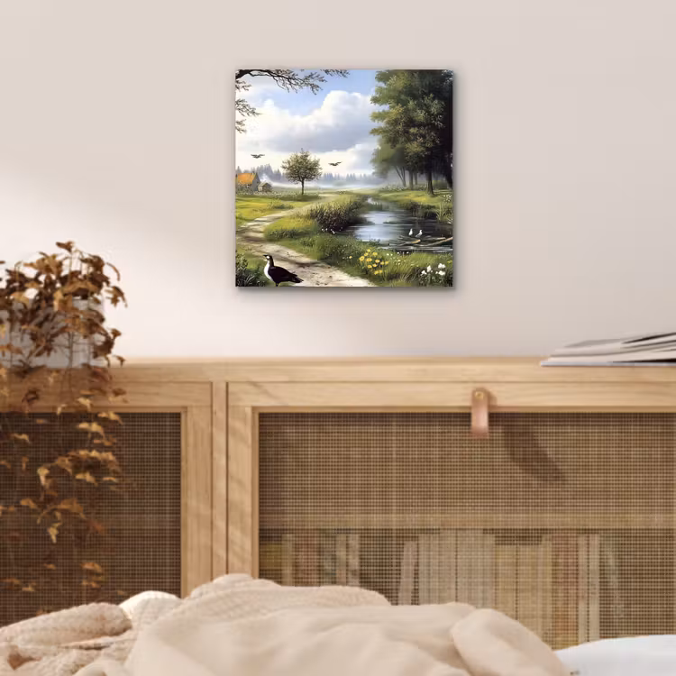 Zandpad - Groen landschap - Water aluminium wit klein -sfeer3