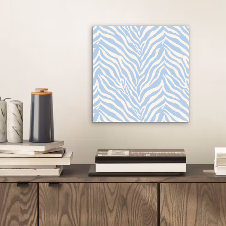Zebra - Motief - Blauw - Wit aluminium wit klein 46 -sfeer1