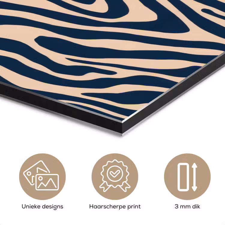Zebra - Patroon - Blauw - Beige aluminium wit klein 46 -closeup_NL
