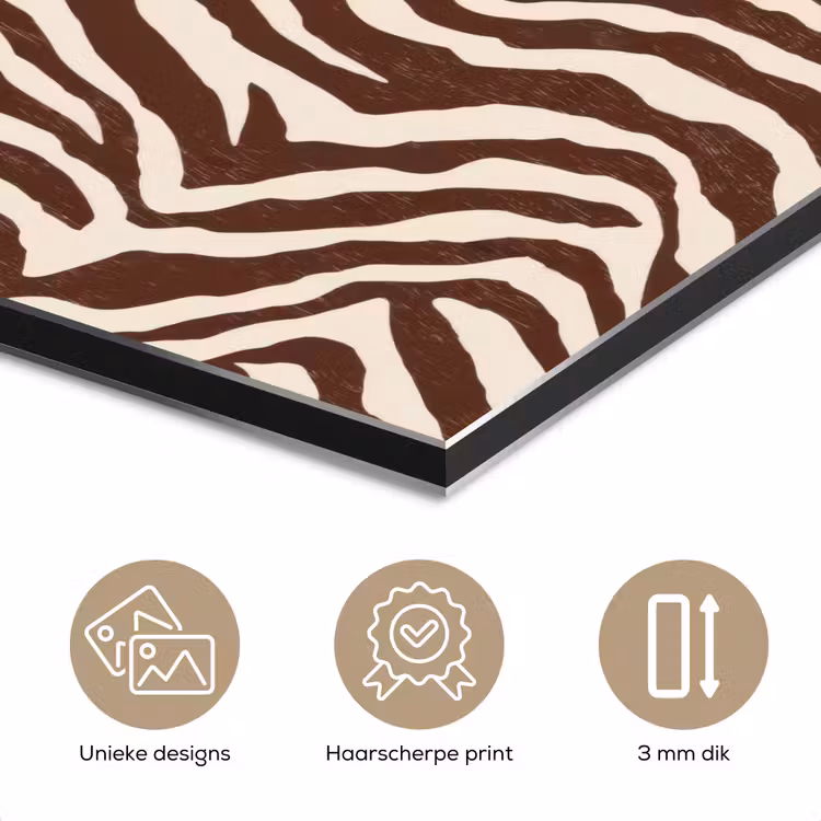 Zebra - Patroon - Zwart - Wit aluminium wit klein 46 -closeup_NL