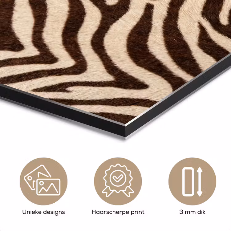 Zebra - Strepen - Bruin aluminium wit klein -closeup_NL