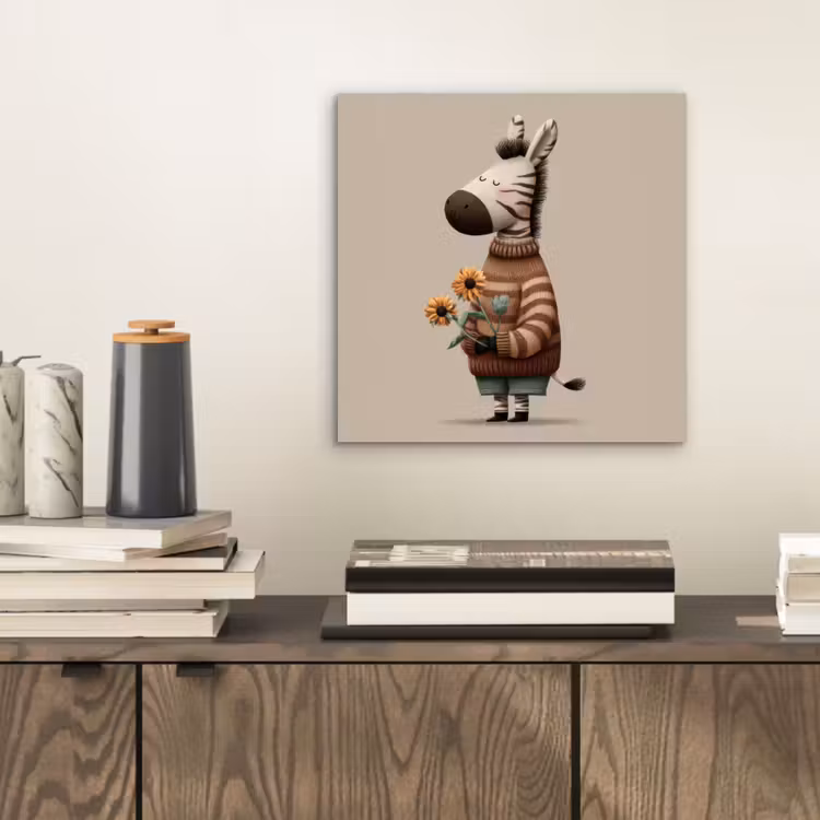 Zebra - Zonnebloemen - Warm aluminium wit klein -sfeer1