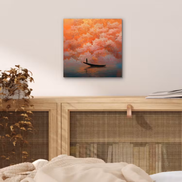 Zee - Boot - Wolken - Oranje aluminium wit klein -sfeer3