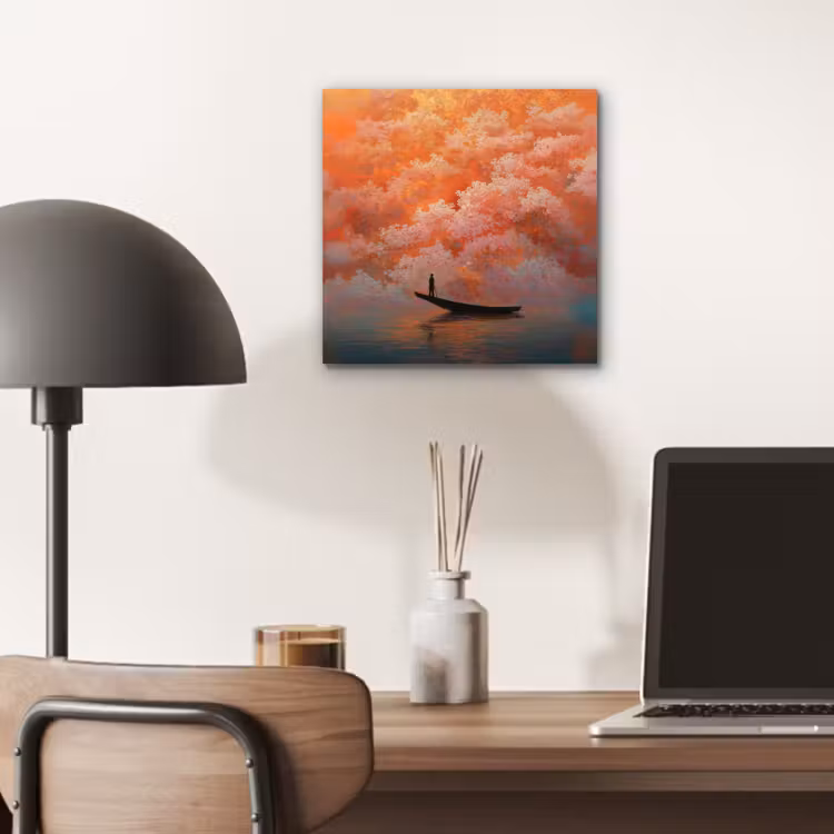 Zee - Boot - Wolken - Oranje aluminium wit klein -sfeer5
