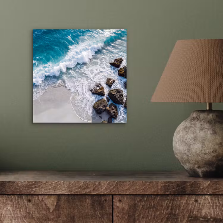 Zee - Golf - Strand - Natuur - Blauw aluminium wit klein -sfeer2