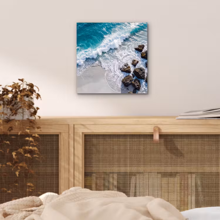 Zee - Golf - Strand - Natuur - Blauw aluminium wit klein -sfeer3