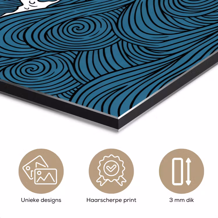 Zee - Golven - Japans - Natuur - Blauw aluminium wit klein -closeup_NL