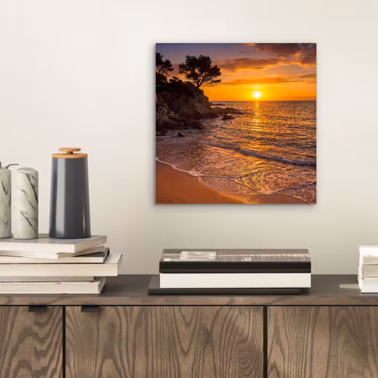 Zee - Kust - Zonsondergang - Natuur - Oranje aluminium wit klein -sfeer1