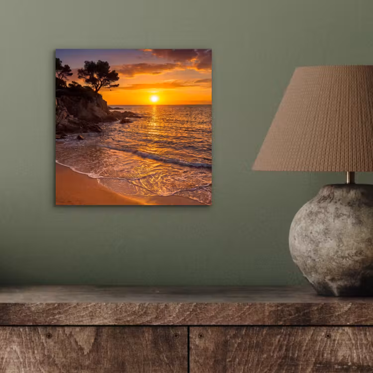 Zee - Kust - Zonsondergang - Natuur - Oranje aluminium wit klein -sfeer2