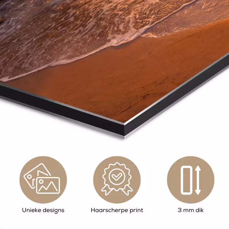 Zee - Kust - Zonsondergang - Natuur - Oranje aluminium wit klein -closeup_NL