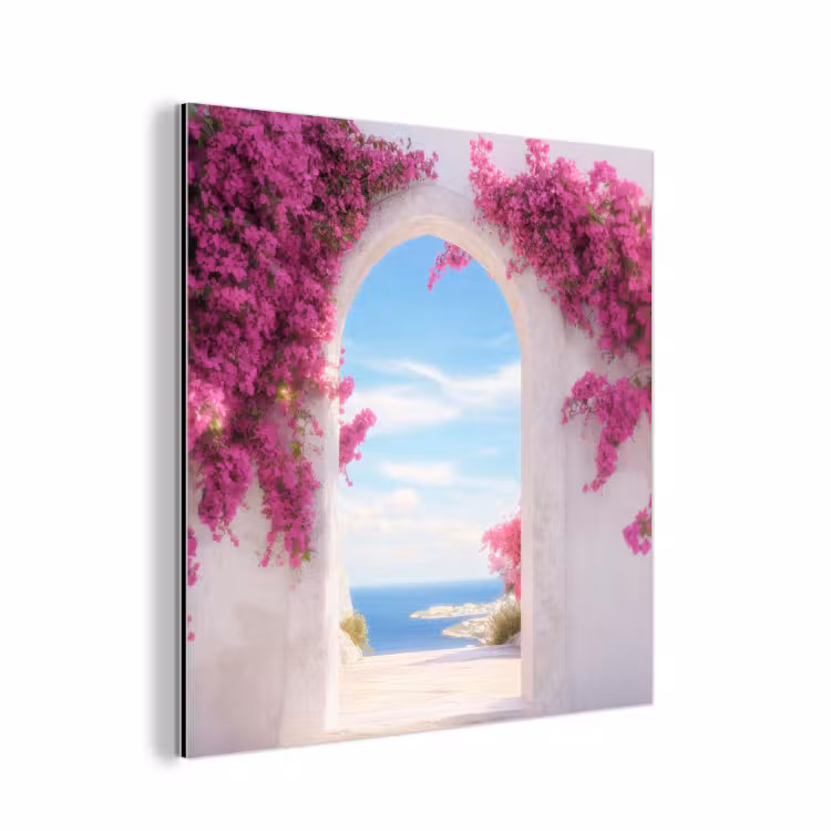Zee - Roze - Bloemen - Poort aluminium wit klein -3d