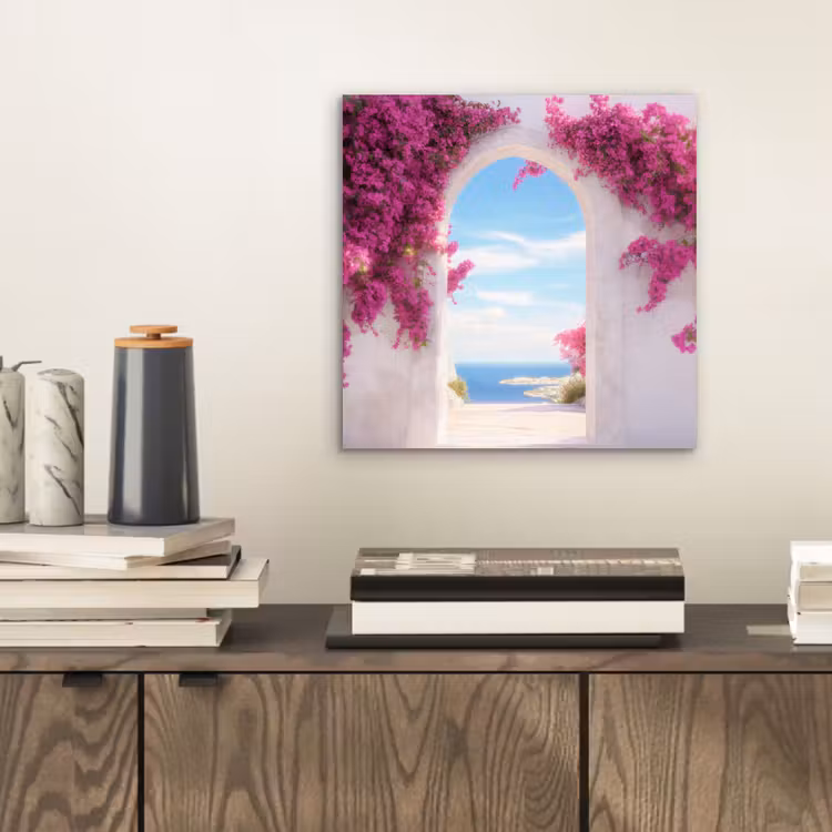 Zee - Roze - Bloemen - Poort aluminium wit klein -sfeer1