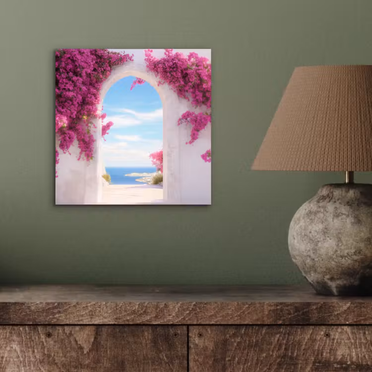 Zee - Roze - Bloemen - Poort aluminium wit klein -sfeer2