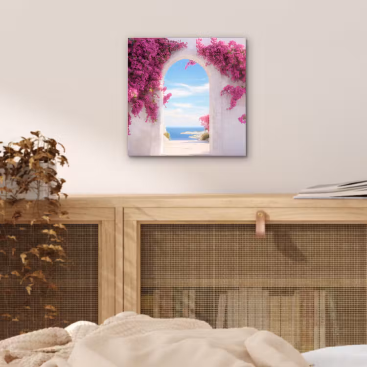 Zee - Roze - Bloemen - Poort aluminium wit klein -sfeer3