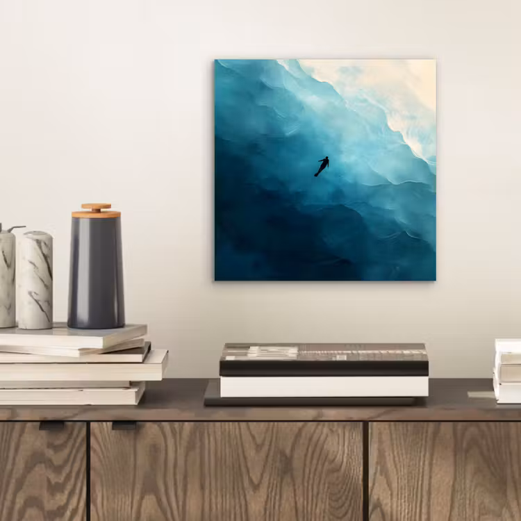 Zee - Silhouet - Abstract - Blauw aluminium wit klein -sfeer1