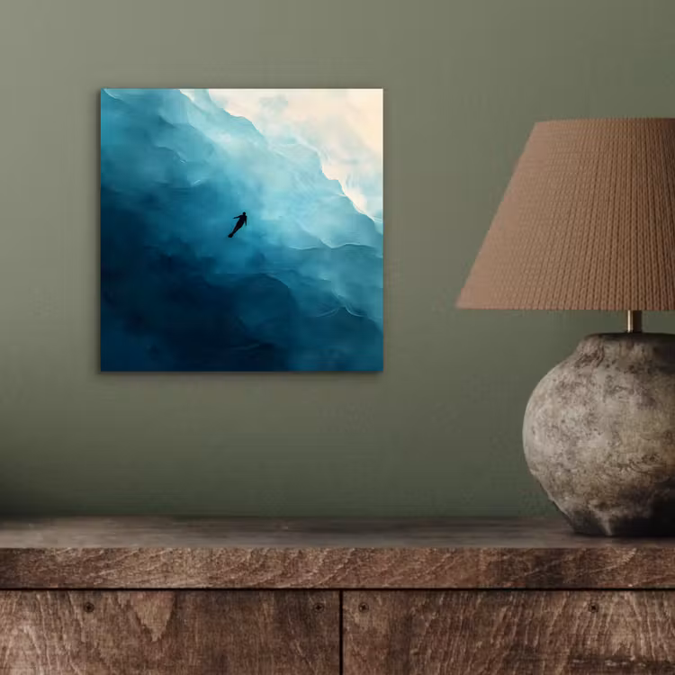 Zee - Silhouet - Abstract - Blauw aluminium wit klein -sfeer2