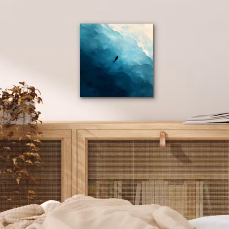 Zee - Silhouet - Abstract - Blauw aluminium wit klein -sfeer3