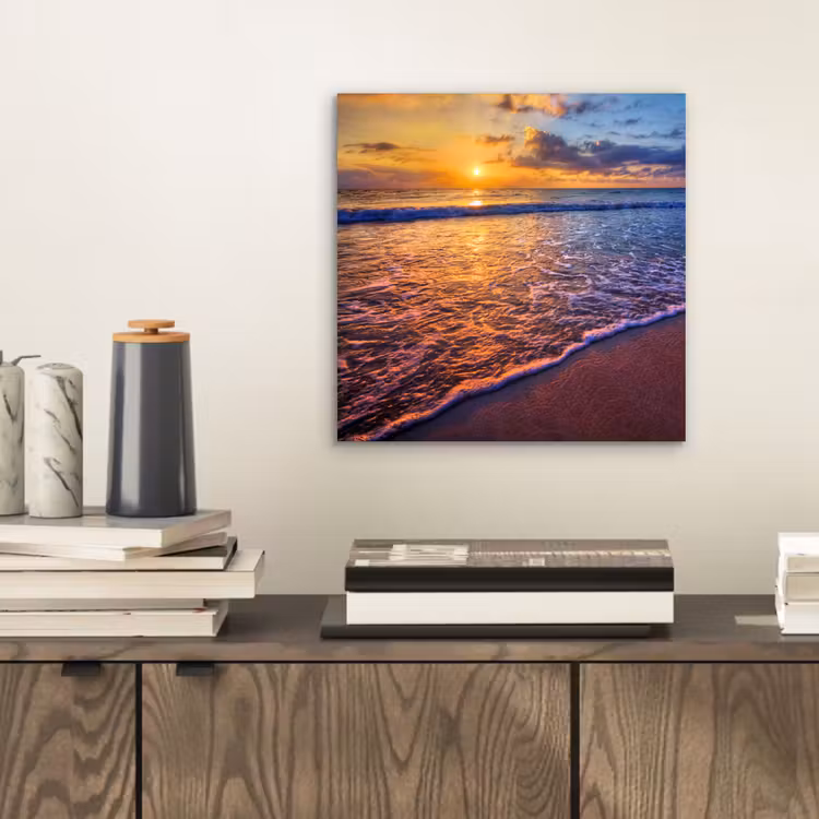 Zee - Strand - Zonsondergang - Wolken - Horizon aluminium wit klein -sfeer1