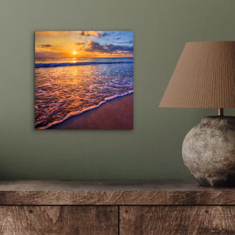 Zee - Strand - Zonsondergang - Wolken - Horizon aluminium wit klein -sfeer2