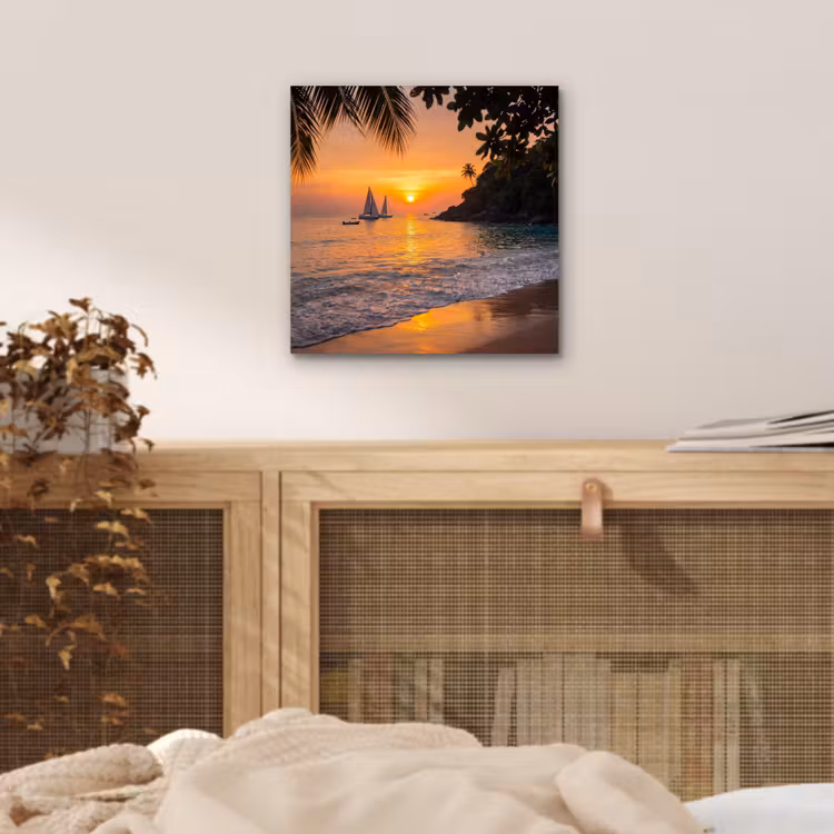 Zee - Zonsondergang - Boot - Natuur - Oranje aluminium wit klein -sfeer3
