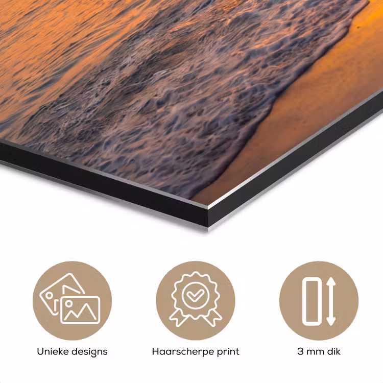 Zee - Zonsondergang - Boot - Natuur - Oranje aluminium wit klein -closeup_NL