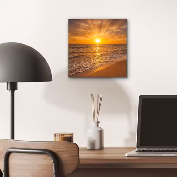 Zee - Zonsondergang - Golven - Kust - Oranje aluminium wit klein -sfeer5