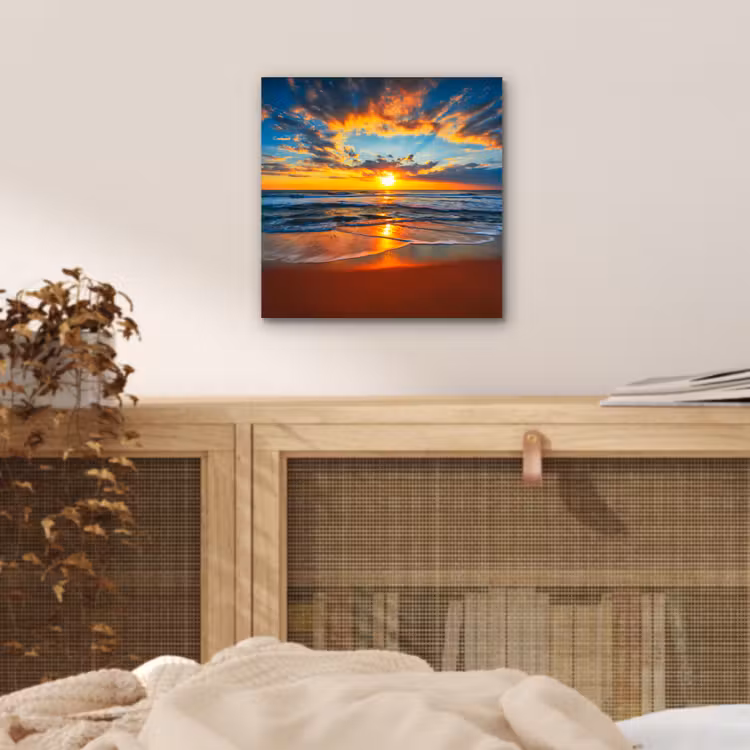 Zee - Zonsondergang - Strand - Wolken - Oranje aluminium wit klein -sfeer3