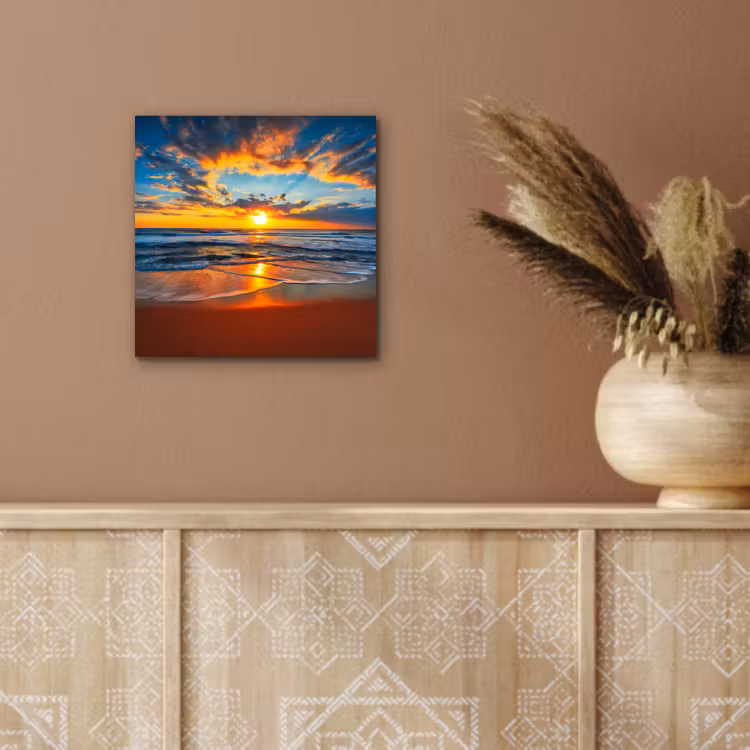 Zee - Zonsondergang - Strand - Wolken - Oranje aluminium wit klein -sfeer4
