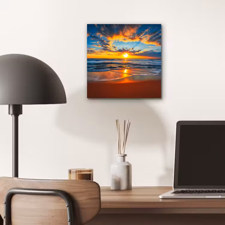 Zee - Zonsondergang - Strand - Wolken - Oranje aluminium wit klein -sfeer5