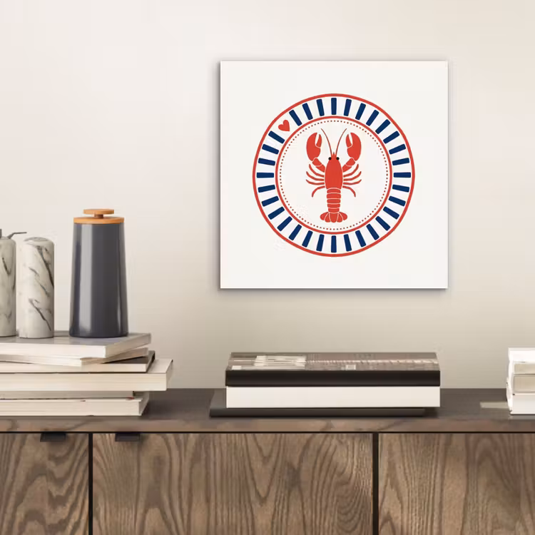 Zeeleven - Kreeft - Embleem - Grafisch - Rood aluminium wit klein -sfeer1