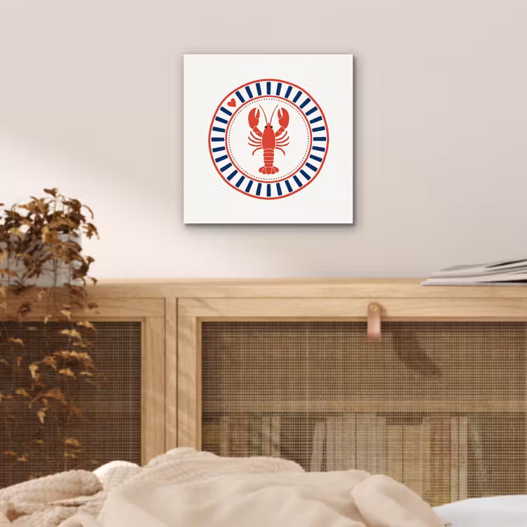 Zeeleven - Kreeft - Embleem - Grafisch - Rood aluminium wit klein -sfeer3
