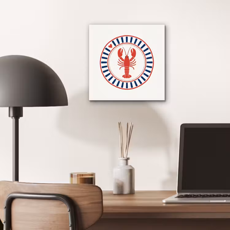 Zeeleven - Kreeft - Embleem - Grafisch - Rood aluminium wit klein -sfeer5